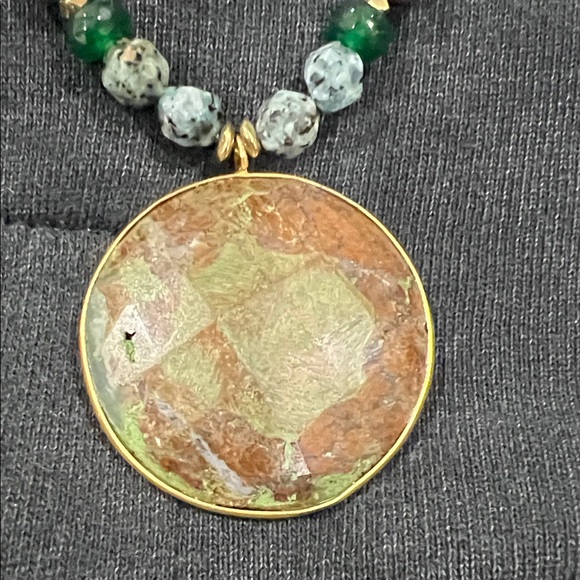 Johnny Was Green and Gold Beaded Necklace - Picture 3 of 7